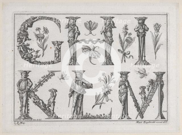 Decorated Roman alphabet, 18th century., 18th century. Creator: Jeremias Wachsmuth.