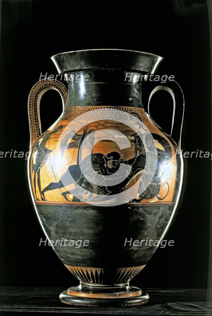 Heracles fighting the Nemean lion', Attic black-figure amphora from Vulci.