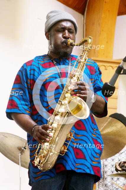 Tony Kofi, Basil Hodge Quintet, Jazz Africa, Loughton Methodist Church, Loughton, Essex, Apr 2023. Creator: Brian O'Connor.
