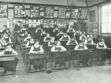 Girls in a classroom, Tollington Park Central School, London, 1915. Artist: Unknown.