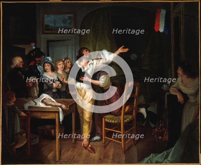 Dedication to the Fatherland of a man whose arm has just been amputated, c1793. Creator: Jean-Baptiste Bizard.