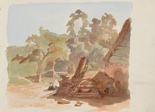 Stack of firewood outside a hut, 1864-1865. Creator: Maria Vos.