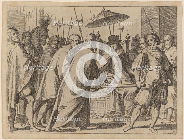 Margaret of Austria Being Carried in a Chaise, 1612. Creator: Raffaello Schiaminossi.