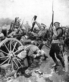 Cossack attack on German troops, East Prussia, First World War, 1914. Artist: Unknown
