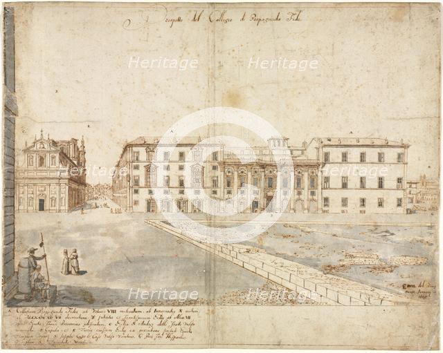 Eighteen Views of Rome: The Collegio di Propaganda Fide (recto)…, 1665. Creator: Lievin Cruyl (Flemish, c. 1640-c. 1720).