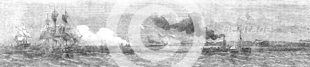 The Persian Expedition - the "Abdulla" Transport, the "Feroze", "Punjaub", and "Assaye"..., 1857. Creator: Unknown.