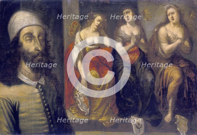 'Charles I after his Execution with his Head Stitched on', 1660s. Artist: Unknown