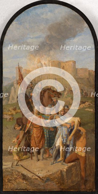 Esquisse pour l'église Saint-Sulpice : Saint Louis enterre les pestiférés à Damiette, c.1864 - 1870. Creator: Louis Matout.