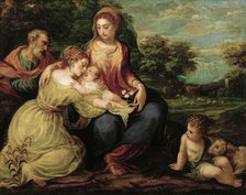 The Holy Family with Saints Catherine and John the Baptist.