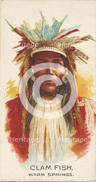 Clam Fish, Warm Springs, from the American Indian Chiefs series (N2) for Allen & Ginter Ci..., 1888. Creator: Allen & Ginter.