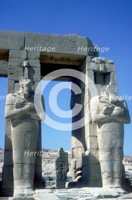 Two statues at The Ramesseum, Temple of Rameses II, Luxor, Egypt, c1250 BC. Artist: Unknown