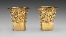 Pair of Beakers Depicting Birds in a Cornfield, A.D. 1100/1438. Creator: Unknown.