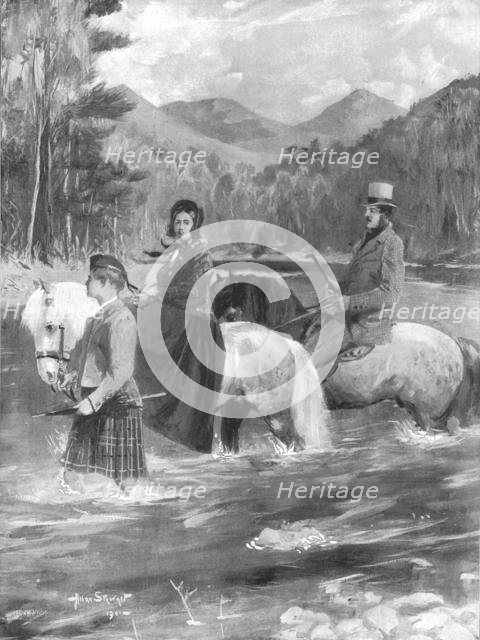 ...'Her Majesty and the Prince Consort fording the Garry, September 25, 1844', (1901).  Creator: Allan Stewart.