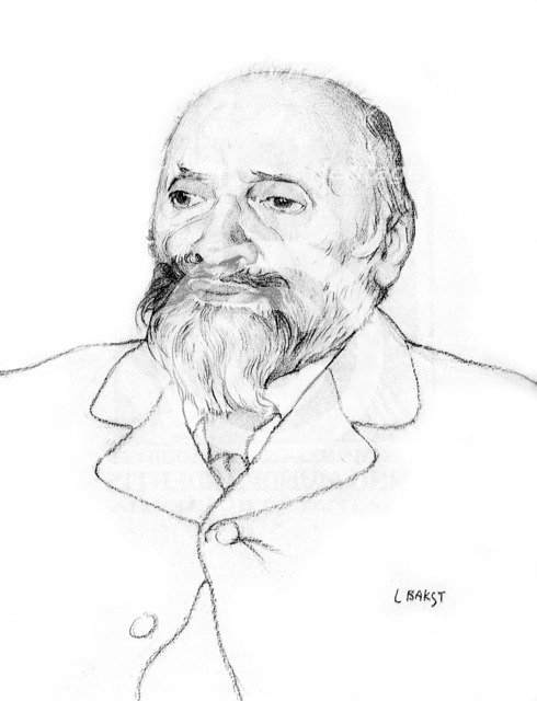 Portrait of Russian composer Mily Balakirev, 1907.  Artist: Leon Bakst