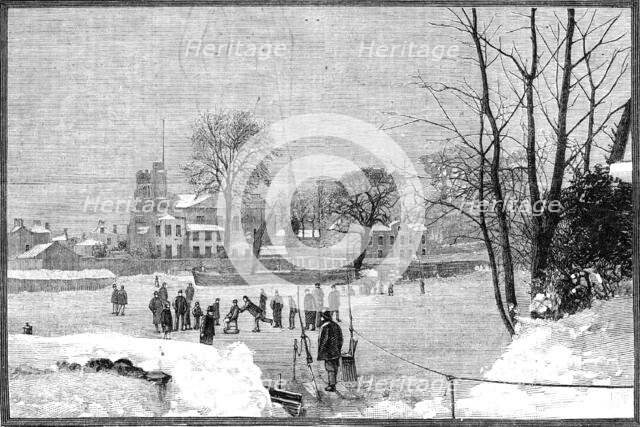 Scenes on the frozen Thames: at Twickenham, 1881. Creator: Unknown.
