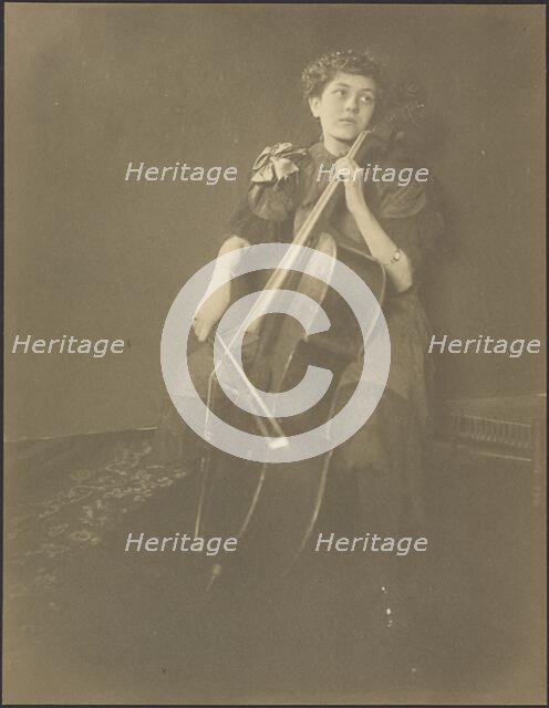Portrait of a Woman Playing the Cello, 1895-1943. Creator: Louis Fleckenstein.