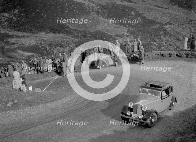 Rover 4-door saloon of WA Gilmour at the RSAC Scottish Rally, Devil's Elbow, Glenshee, 1934. Artist: Bill Brunell.