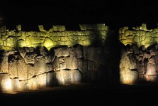 Night view of Sacsahuaman Fortress with lighting, Cusco, Peru, 2015. Creator: Luis Rosendo.