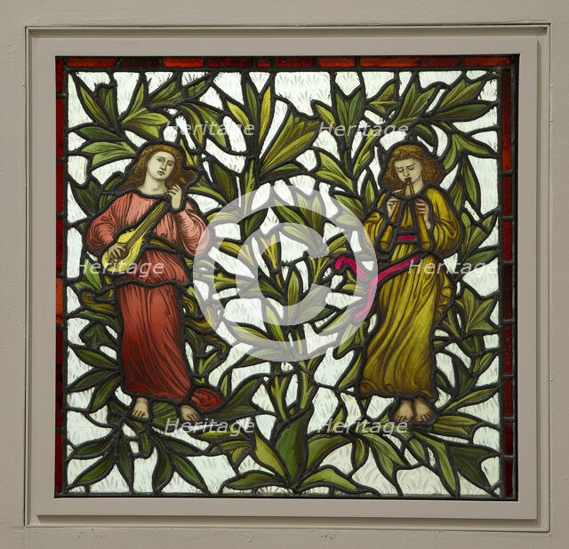 Two Minstrels Stained Glass, , 1885/95. Creator: James Egan.