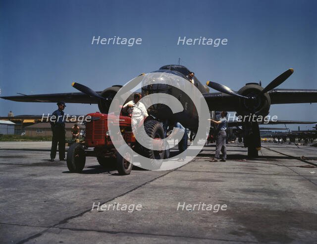 B-25 bomber planes at the North American Aviation, Incorporated..., Kansas City, Kansas, 1942. Creator: Alfred T Palmer.
