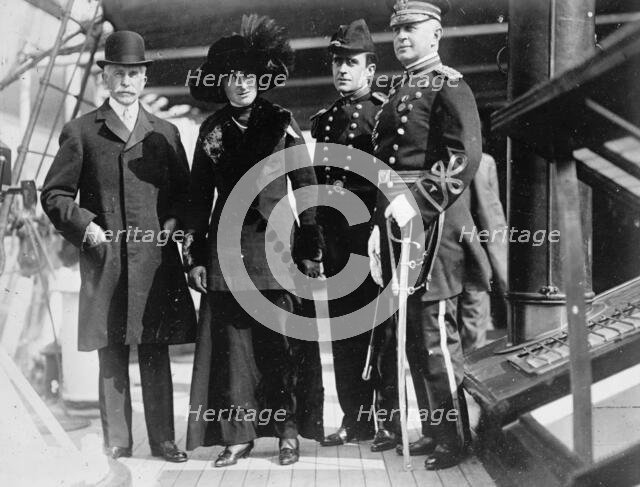 Battleship Review, E.T. Stotesbury; Lady; Dr. Grayson; Maj. Rhoads, 1912. Creator: Harris & Ewing.
