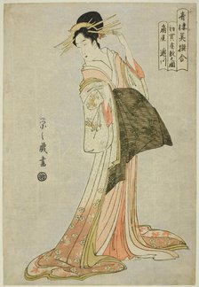 Takigawa of the Ogiya in the First Sale of the New Year (Hatsu uri zashiki no zu), c. 1794/95. Creator: Hosoda Eishi.