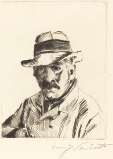 Selbstbildnis im Strohhut (Self-Portrait in a Straw Hat), 1913. Creator: Lovis Corinth.
