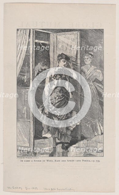 In Came a Storm of Wind, Rain and Spray - and Portia (The Galaxy, An Illustrated ..., December 1869. Creator: Unknown.