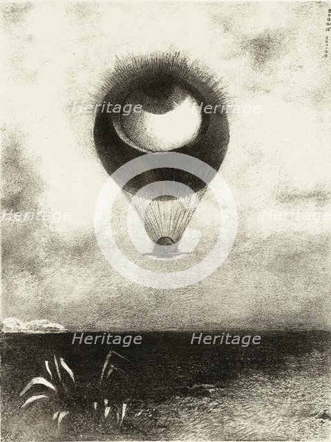 The Eye, Like a Strange Balloon, Mounts toward Infinity. Series: For Edgar Poe, 1882. Artist: Redon, Odilon (1840-1916)