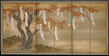 Autumn Maples with Poem Slips, c. 1675. Creator: Tosa Mitsuoki.