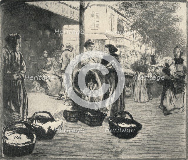 'Open air market, Avenue de Clichy', 1915. Artist: Edgar Chahine.