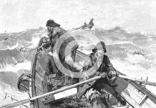 ''The Newfoundland Cod Fishery; Fishing for Cod from a Doris or Flat-Bottomed Boat', 1891. Creator: Unknown.