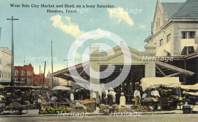 West Side City Market and Shed, on a busy Saturday, Houston, Texas, USA, 1911. Artist: Unknown