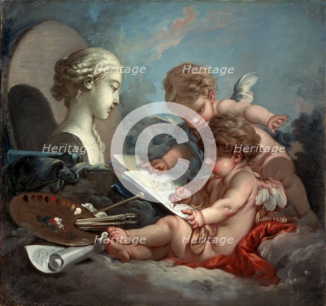 'Cupids', allegory of painting, 1760s.  Artist: François Boucher