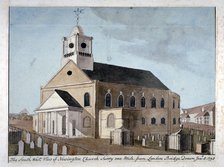South-west view of the Church of St Mary Newington, Newington Butts, Southwark, London, 1798. Artist: Anon