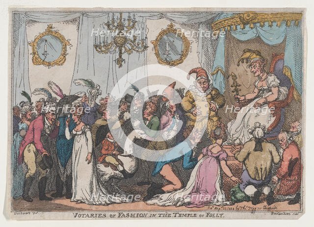 Votaries of Fashion in the Temple of Folly, August 25, 1808., August 25, 1808. Creator: Thomas Rowlandson.