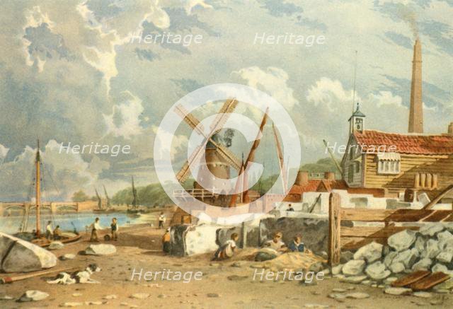 Randalls Flint Mill, Nine Elms, Battersea, 1830, (1947).  Creator: John Varley I.