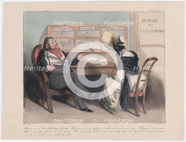 Plate 11: Monsieur on m'a volé un billet de 1000 francs, 1838. Creator: Honore Daumier.