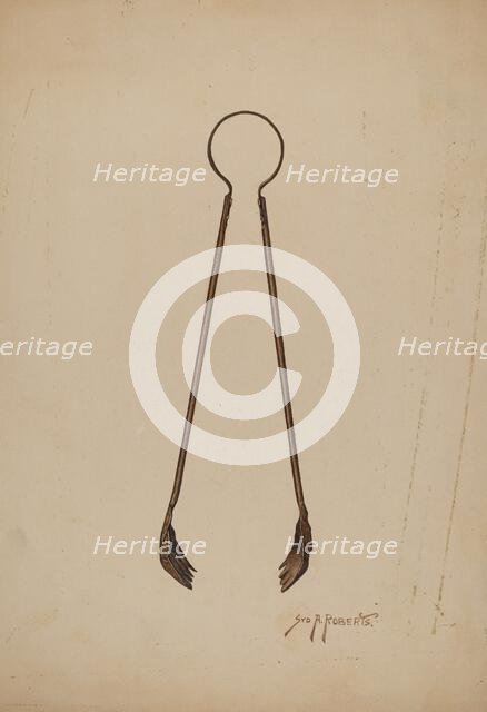 Fireplace Tongs, c. 1941. Creator: Paul Poffinbarger.