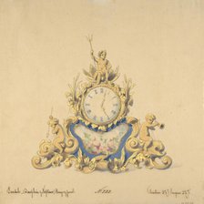 Design for a Clock with Neptune, 19th century. Creator: Anon.