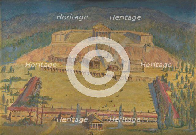 Temple of Aesculapius at Cos, with a key to the buildings and a fragment of the Stoa, 1906. Creator: Richard Caton.