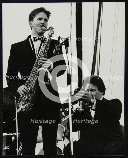 Scott Hamilton (tenor saxophone and Warren Vache (trumpet) at Knebworth, Hertfordshire, 1982. Artist: Denis Williams