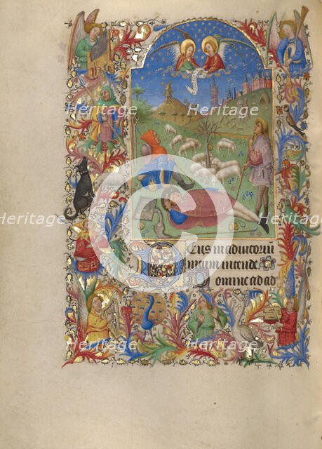 The Annunciation to the Shepherds; Book of Hours, about 1420. Creator: Spitz Master.
