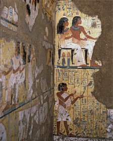 Frescoes from the funerary chapel of painter Maia (Deir el Medina), end of the XVIII dynasty (130…