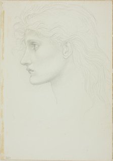 Head of Girl Facing Left, c. 1873-77. Creator: Sir Edward Coley Burne-Jones.
