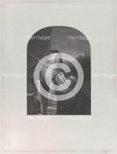 Man seated with a musical instrument, seen from behind, 1842-81. Creator: Andrei Franzowitsch Belloli.