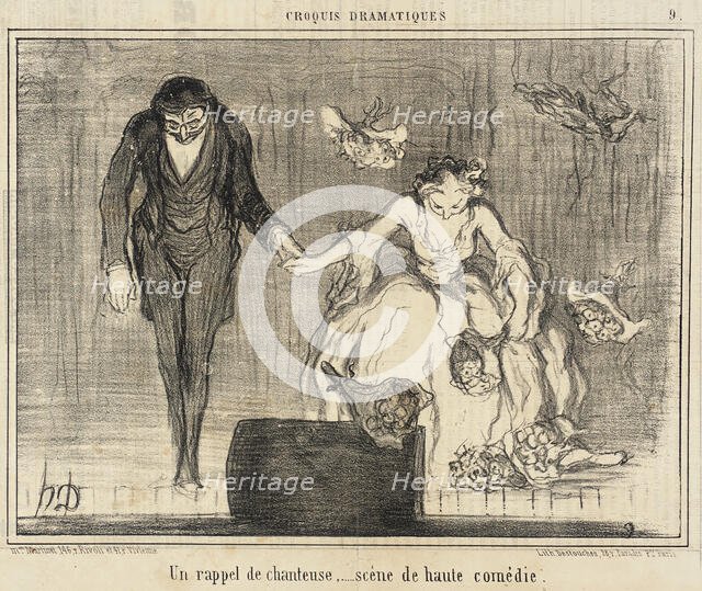 Un rappel de chanteuse..., 1857. Creator: Honore Daumier.