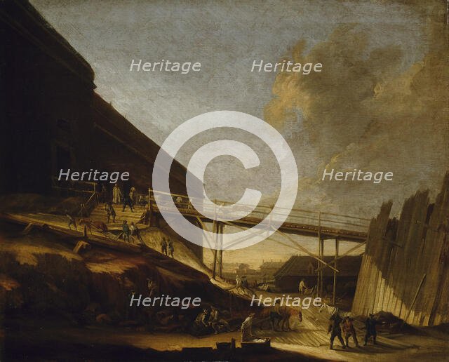 Construction Work in Suomenlinna, the Bastion Höpken on Susisaari, 1760-1765. Creator: Augustin Ehrensvard.