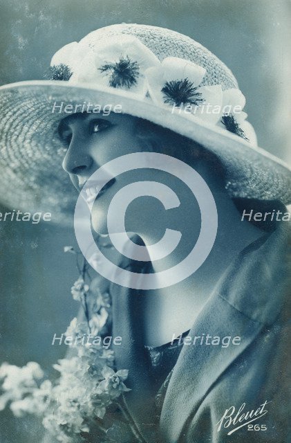 Woman wearing a hat, c1910s-c1920s(?).Artist: Bleuet