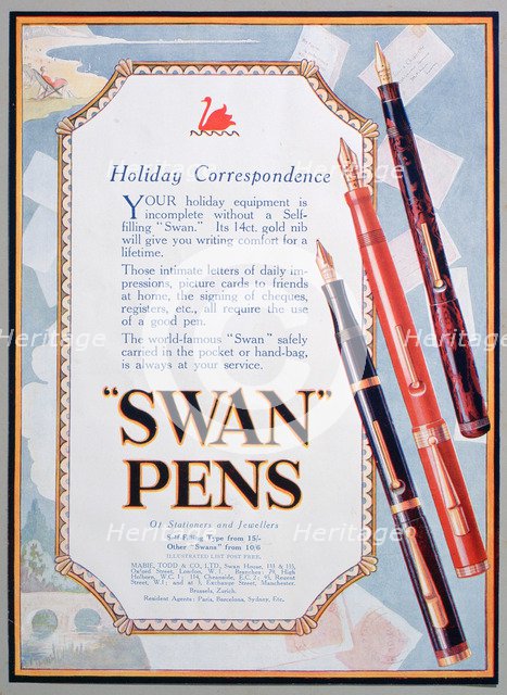 Advert for Swan pens, 1906. Artist: Unknown